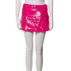 Alice and Olivia Ultra Mini Pink Sequin Skirt